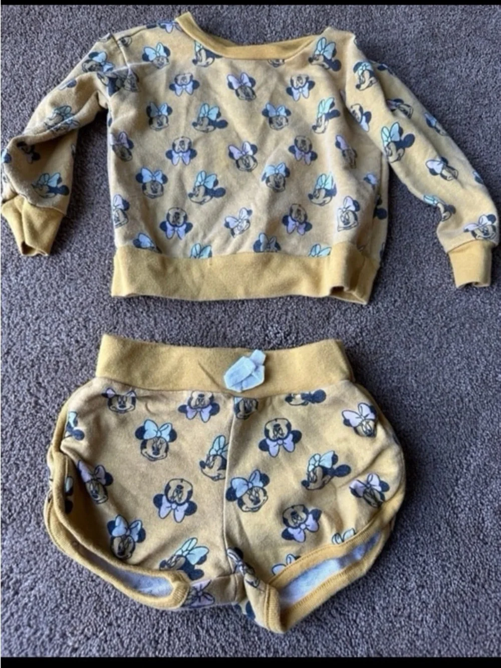 Disney Yellow Minnie Mouse Sweatshirt and Shorts Set